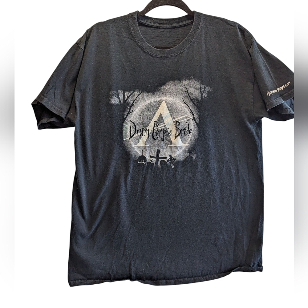 Black Unbranded Drum Corpse Bride Grunge Dark Core Graphic T-Shirt